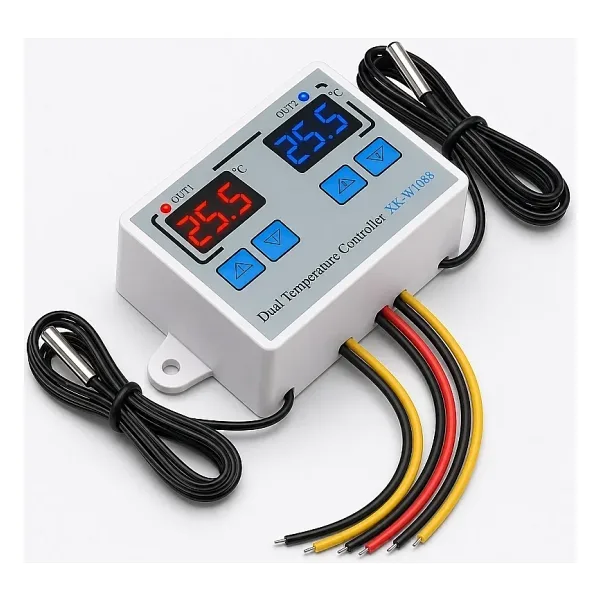 XK-W1088 İkili Dijital Sıcaklık Kontrollü Termostat - 12V/DC 120W