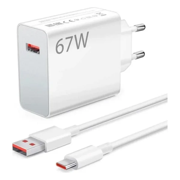 Xmart 67W (Watt) Mi 14 Ultra Uyumlu Şarj Seti Kablo (1m) + Başlık - Beyaz