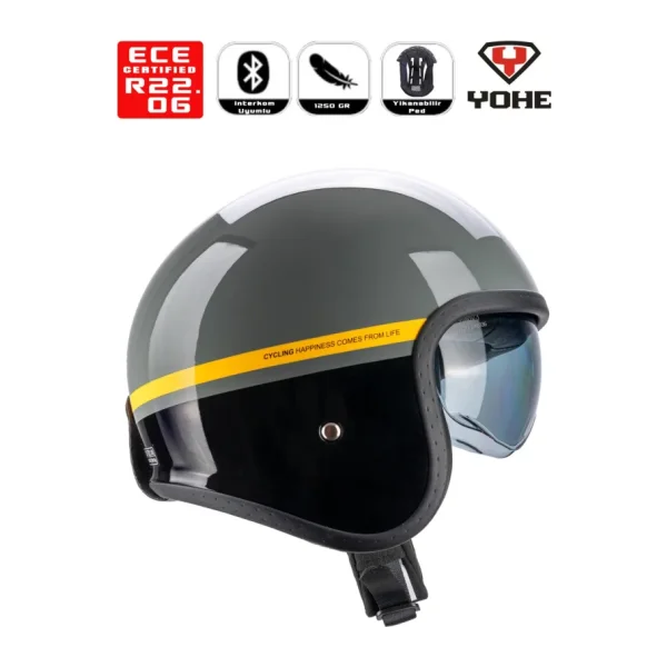 Yohe Retro Motor Kaskı (Ece-22.06) - XL