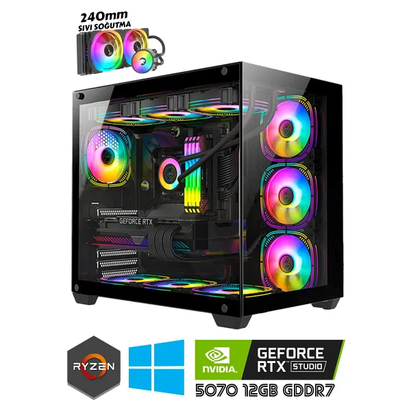 Zeiron Webstar X5 Ryzen 7 5700X 32GB 1TB M.2 SSD 12GB RTX5070 Sıvı Soğutmalı Hazır Sistem Oyun Bilgisayarı