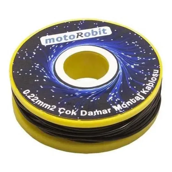 0.22 mm2 Siyah Çok Damar Montaj Kablosu - 10 Metre