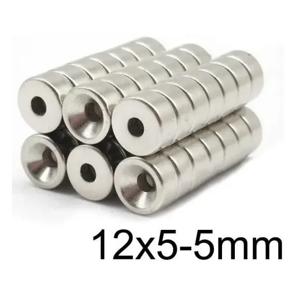 12X5-5mm Havşa Delikli Neodyum Güçlü Mıknatıs - Neodim Magnet