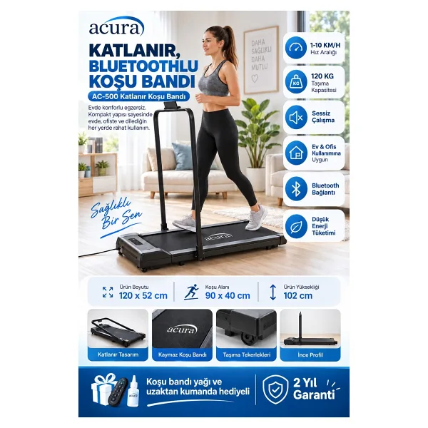 Acura AC-500 Uzaktan Kumandalı Katlanabilir Koşu Bandı