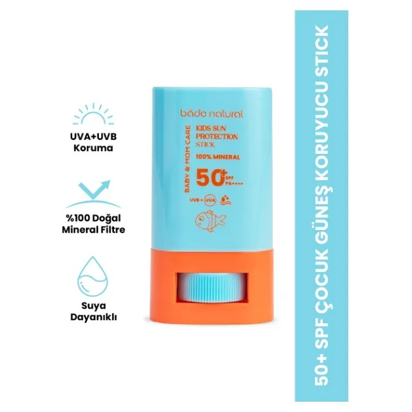 Bade Natural %100 Doğal ve Mineral Filtreli Yüksek Korumalı Çocuk Güneş Koruyucu Stick 16g