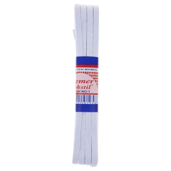Beyaz Yassı Don Lastiği - Bel, Don ve Etek İçin Geniş Lastik, 10 Metre (1 cm Kalınlık)