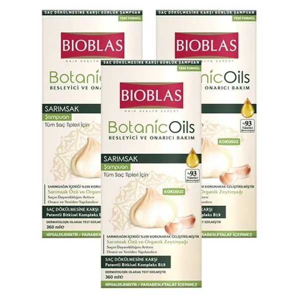 Bioblas Botanic Oils 360 ml 3 Adet Sarımsaklı Saç Dökülmesine Karşı Şampuan