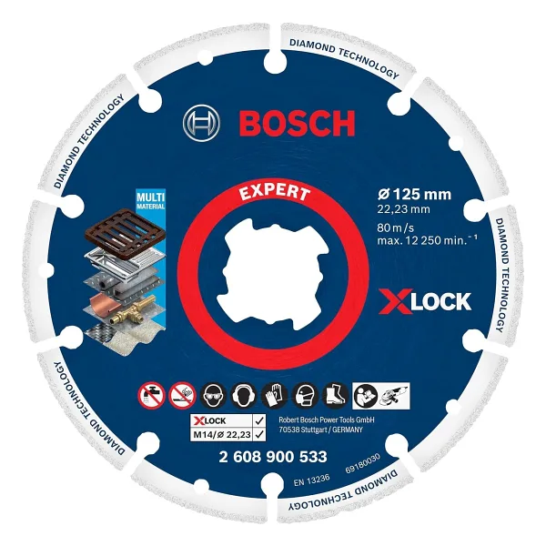 Bosch Professional 1x EXPERT Diamond Metal Wheel X-LOCK Kesme Diski 125 mm (Dökme demir, Paslanmaz çelik, Çelik, Demir içermeyen metalle, Ø 125 mm, Aksesuar Küçük Avuç Taşlama Makinesi)