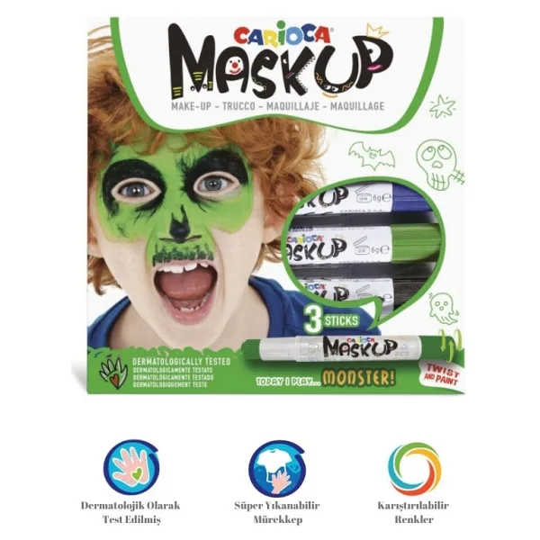Carioca Mask Up Canavarlar 3 Renk Yüz Boyası
