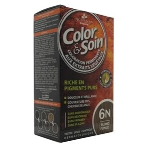 Color & Soin Tamamen Bitkisel Organik Saç Boyası 6n Koyu Sarı Cazibesi