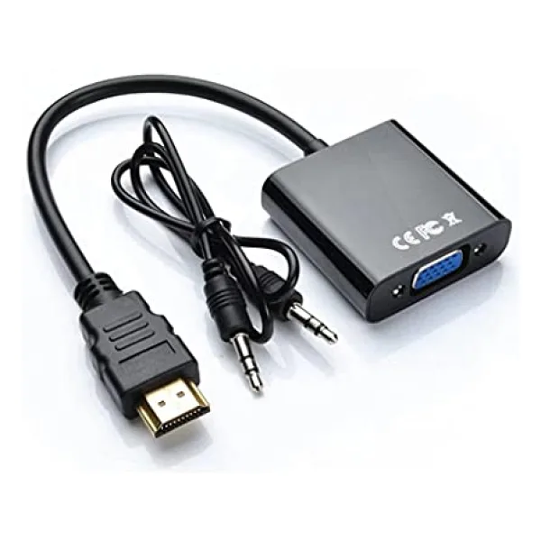 Concord Hdmi to Vga Kablo Monitör Tv Çevirici Dönüştürücü Kablo + Ses Kablo Destekli Siyah