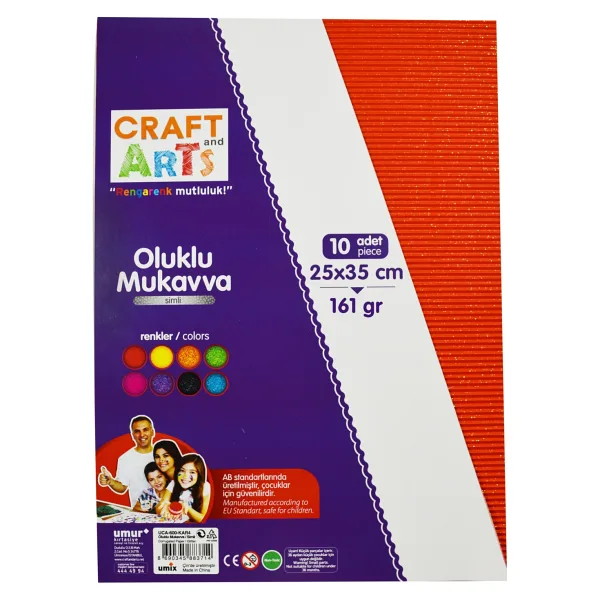 Craft And Arts Oluklu Mukavva Simli 25X35 10'Lu Karışık Poşet