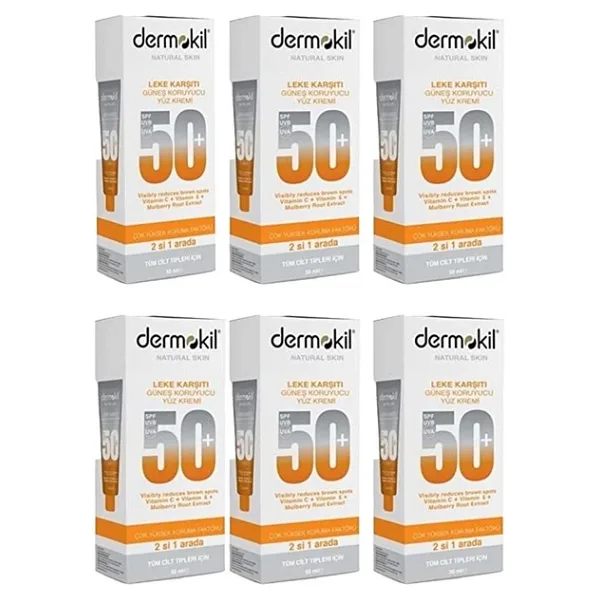 Dermokil Güneş Koruyucu Yüz Kremi Leke Karşıtı 50 ml x 6 Adet