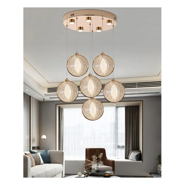 Edward 6'lı 70 Watt Yuvarlak Gold Ledli Modern Salon Avize - yok