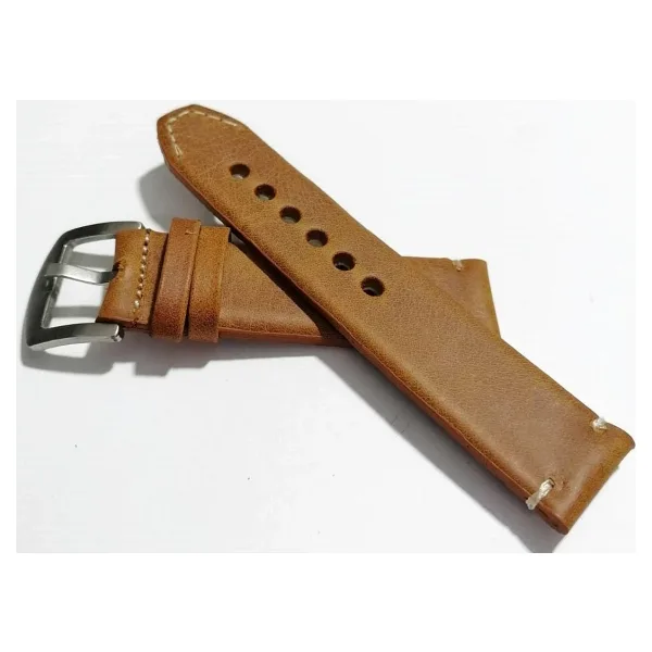 Fado &Her Saate Uyumlu El Yapımı Hakiki Grizi Deri Saat Kordonu 20 Mm (132) Taba Renk