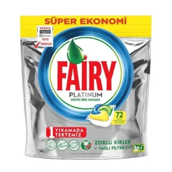Fairy Platinum Bulaşık Makinesi Tableti 72'li 2 Adet