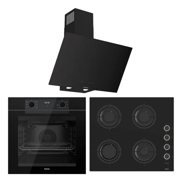Ferre Fryart Artline QEP63CS - CS205-FA - D077-SA 7 Prog. Dijital Turbo Ankastre Set - Siyah