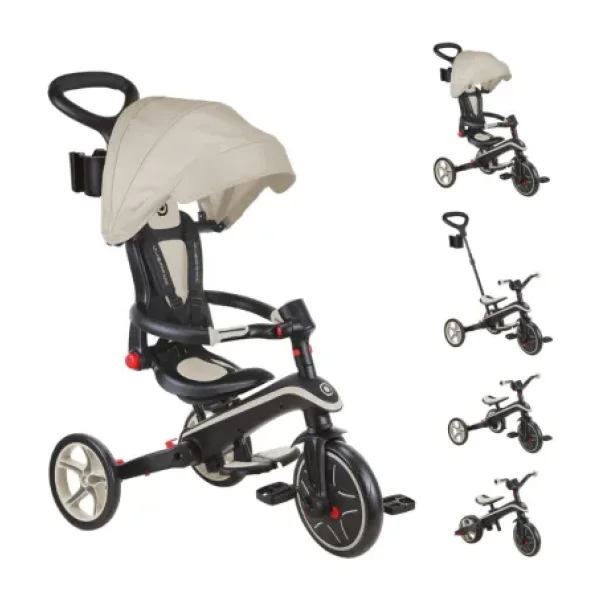 Globber Explorer 4 in 1 Koyu Bej Katlanabilir Bebek Bisikleti