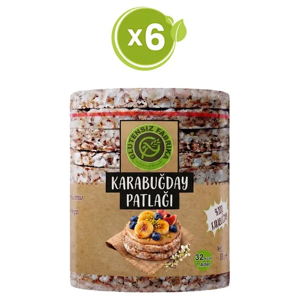 GLUTENSİZ FABRİKA Karabuğday Patlağı Sade 88 G X 6 Paket (GLÜTENSİZ & VEGAN)