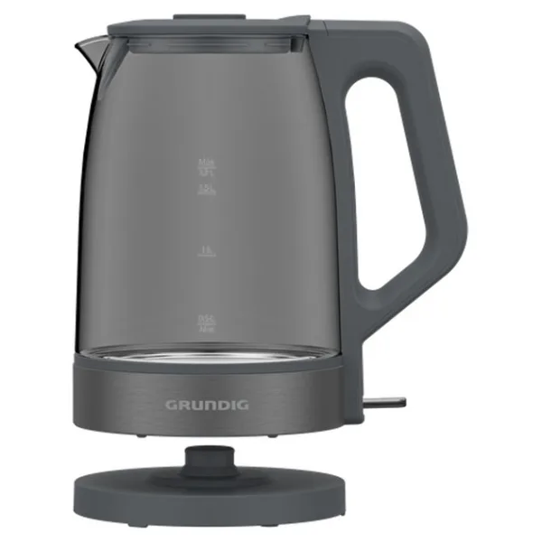 Grundig Şeffaf Cam Kettle, Beyaz Modern Tasarım, Alüminyum Malzeme, Işıklı Özellik, 220-240 V - Ahşap - Beyaz