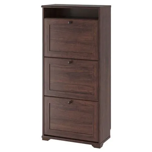 IKEA Brusalı Kahverengi 61x130 cm 3 Kapaklı Ayakkabılık