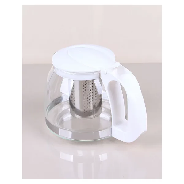 Kapris 1500 Ml Çelik Süzgeçli Cam Demlik Beyaz 7488