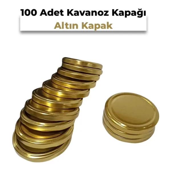 Konserve Kavanoz Kapağı 100 Adet 82Mm Altın Kapak