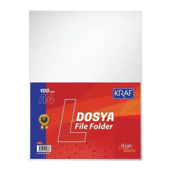 Kraf L Poşet Dosya A4 100 Lü 1011