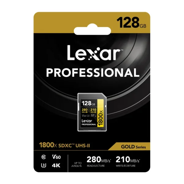 Lexar Gold Series 1800x LSD1800128G Class 10 UHS-II U3 V60 128 GB Hafıza Kartı