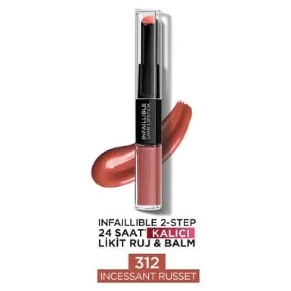 L'Oreal Paris Infaillible 2-Step 24 Saat Kalıcı 312 Incessant Russet Likit Ruj