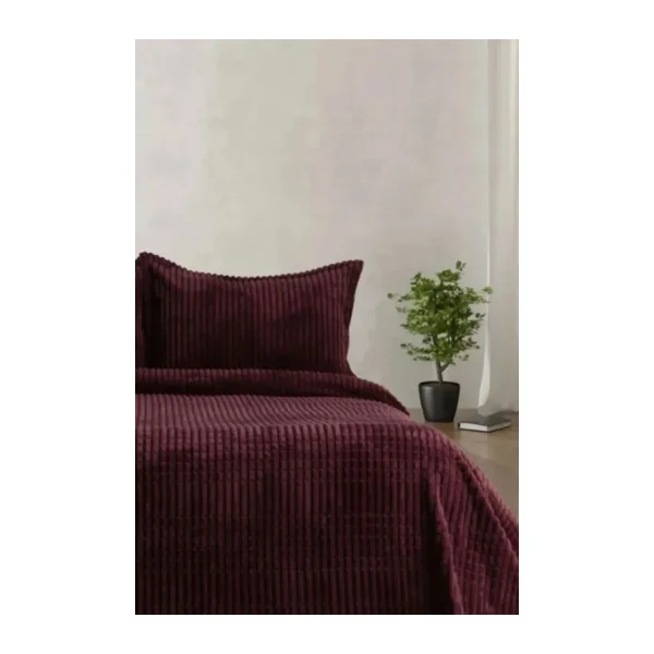 Merinos Modern Line 3 Parça Battaniye Seti - Mürdüm