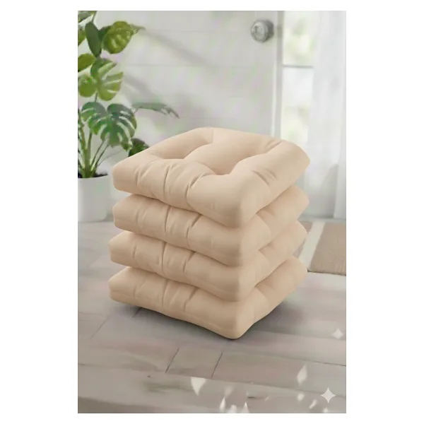 MoMMe SANDALYE MİNDERİ 45X45 CM OVAL KÖŞELİ BAĞCIKLI 4 ADET