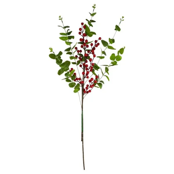 Nettenevime Yapay Çiçek Kokina Ve Yeşil Okaliptus 90cm Uzun Dal Eucalyptus