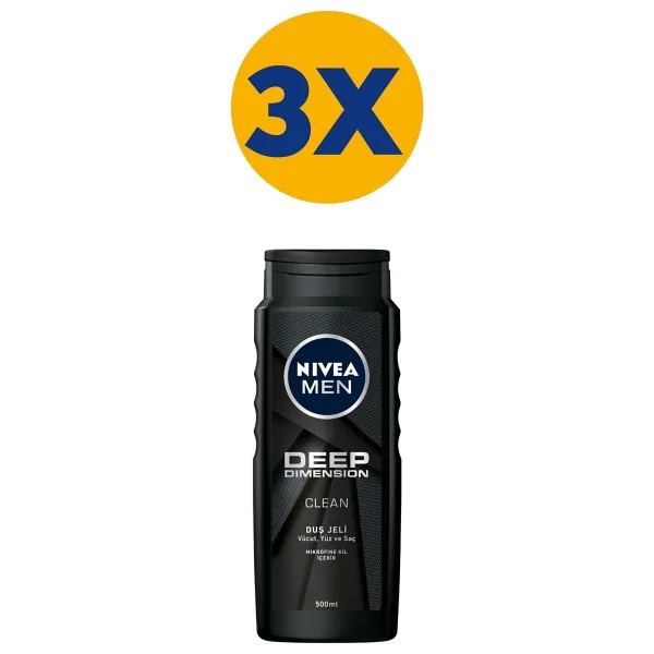 Nivea Men Deep Dimension 500 ml 3 Adet Duş Jeli