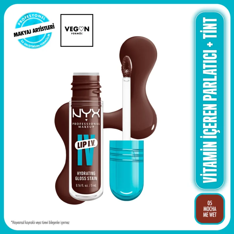 NYX Professional Makeup Lip IV Vitamin İçeren Tint 05 Mocha Me Wet Dudak Parlatıcısı