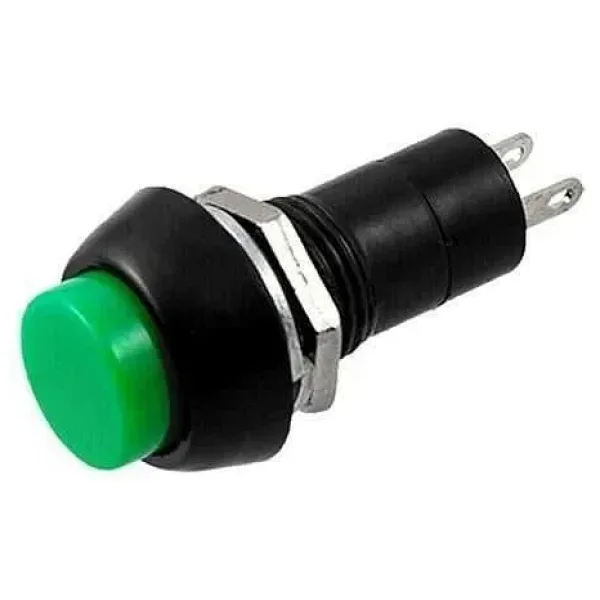 PBS-11A 12mm Anahtarlı Push Buton - Yeşil