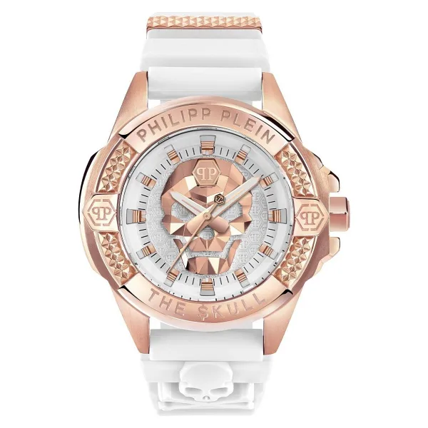 Philipp Plein The Skull PWAAA2224 Silikon Kordon Beyaz-Rose Gold Erkek Kol Saati