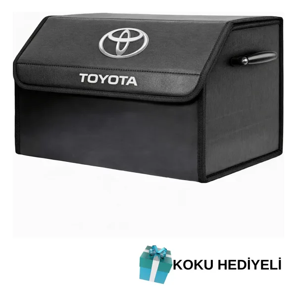 Rukye Shop Toyota Marka Logolu Oto Bagaj Organizer Çanta Oto Bagaj Çantası 2 Bölmeli Suni Deri
