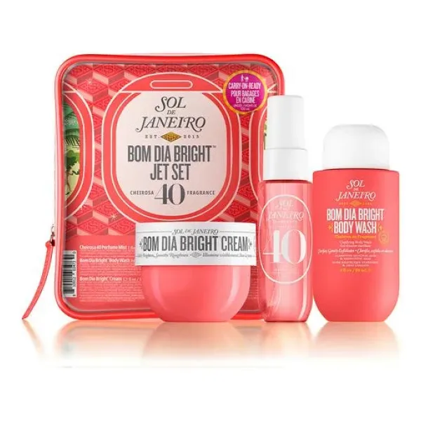 Sol De Janeiro Bom Dia Bright Jet Set Cheirosa '40 Aydınlatıcı Cilt Bakım Seti - Koyu Pembe