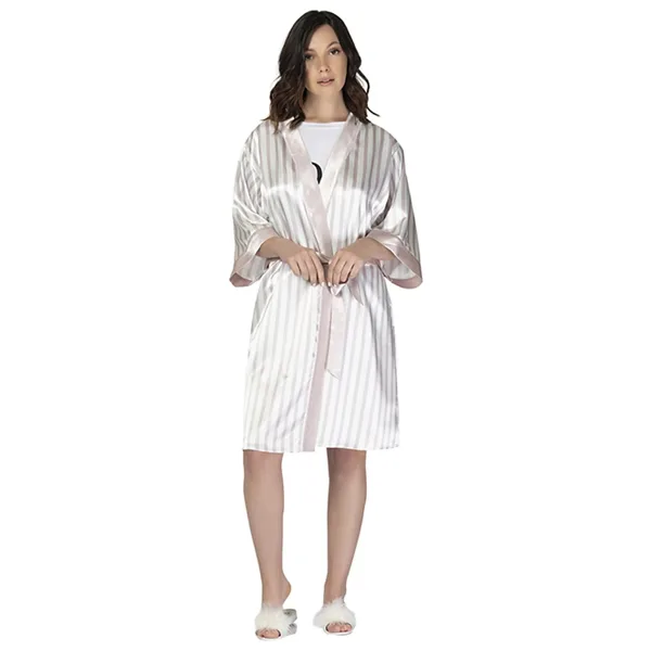 U&ME Bride Stripe Saten Sabahlık PUDRA