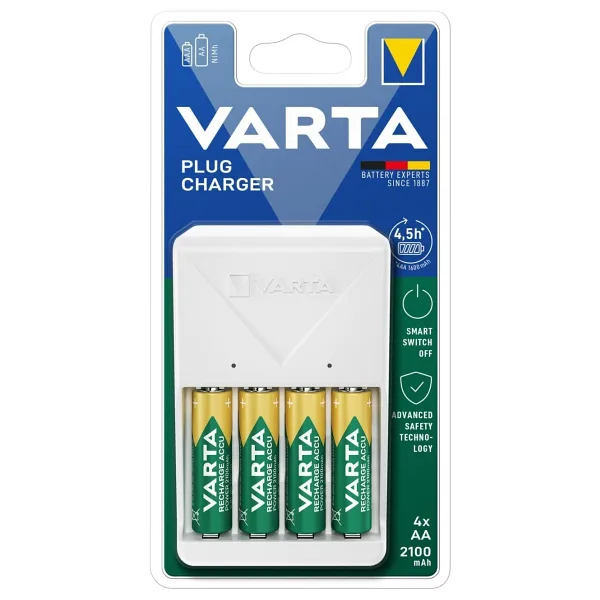 Varta 57657 Plug Pil Şarj Cihazı + 2100 mAh 4'lü AA Kalem Şarjlı Pil
