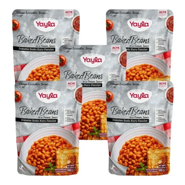 Yayla Yemek Hazır Baked Beans Domates Soslu Kuru Fasulye 400 g x5