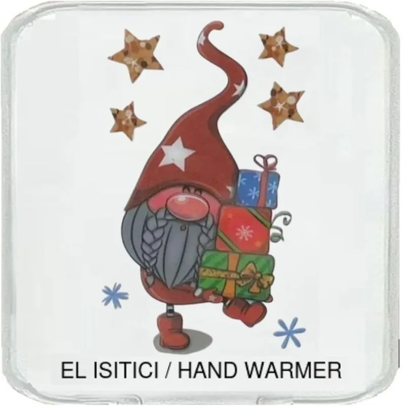 YILDIZLI NOEL CÜCESİ CEP SOBASI,EL ISITICI,SICAK SU TORBASI PVC 10x9,5cm
