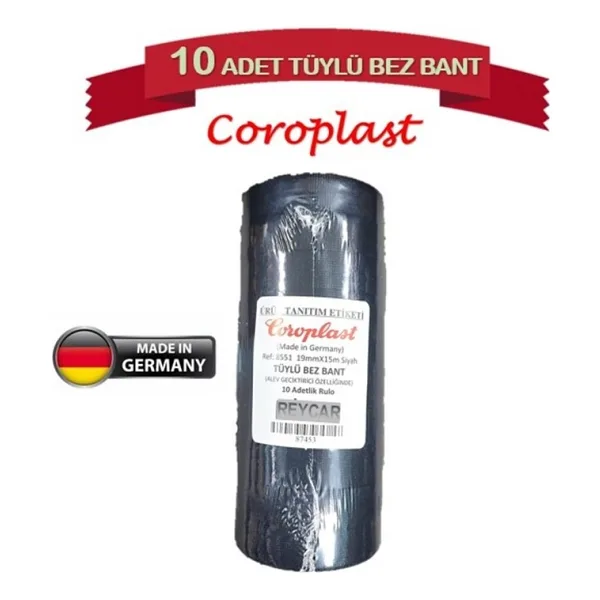 10 Adet Coroplast Tüylü Bez Bant 19mm X 15 Metre Ref:8551