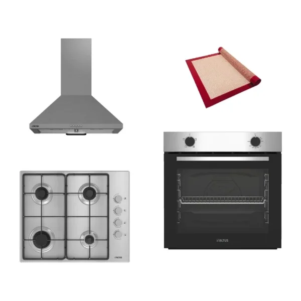 Altus New Inox 3 Lü Ankastre Set (Ala 310 I - Ala 181 Gıd - Ala 522 I) - Silikon Yanmaz Yapışmaz Pişirme Matı ile Birlikte