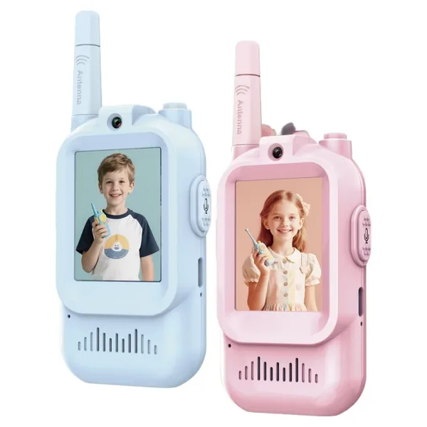 Always Teknoloji Çocuk Telsizi Video Walkie Talkie - Şarjlı Video Interkom Oyuncak, 2'li Paket - Mavi & Pembe