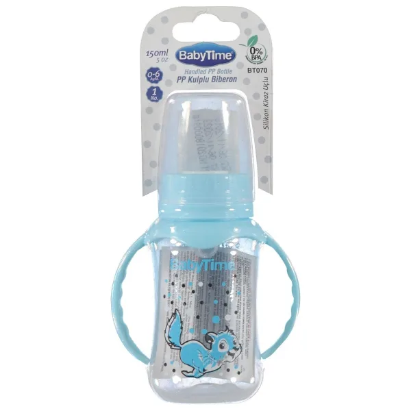 BabyTime Silikon Kiraz Uçlu Kulplu Biberon 150 ml