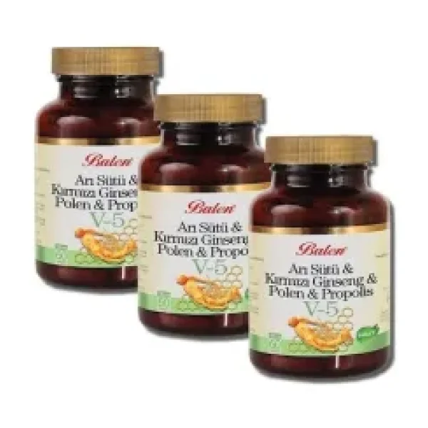 Balen V5 Arı Sütü Kırmızı Ginseng Propolis 60 Tablet 3'lü