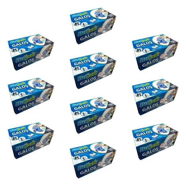 Bıurpak Tek Kullanımlık Kalın Pratik Kutulu Galoş - Mavi - 100 Adetlik 10 Paket