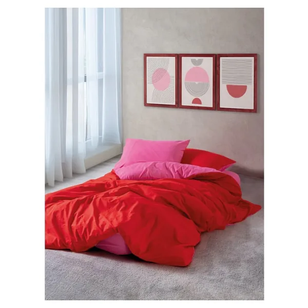 Cozy Home Popping Colors Kırmızı-Fuşya Tek Kişilik Nevresim Takımı