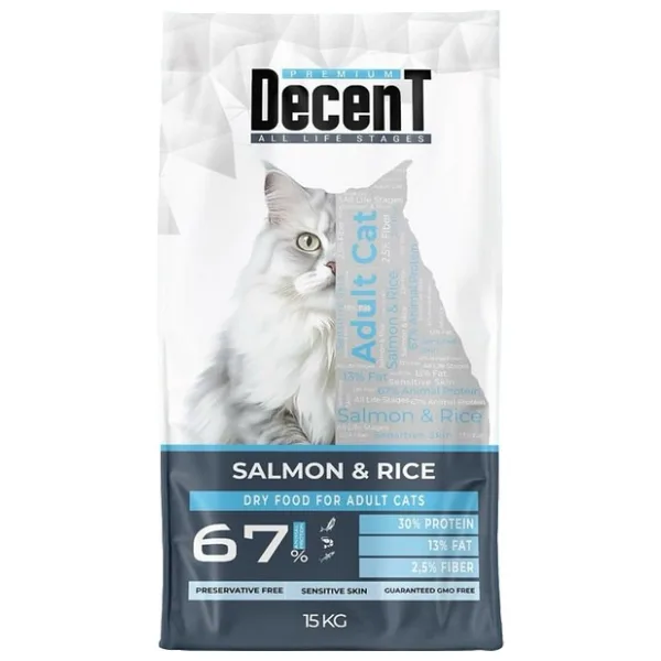Decent 15 kg Somonlu Yetişkin Kedi Maması Hassas Sindirim İçin Özel Formül Türkiye Menşeli